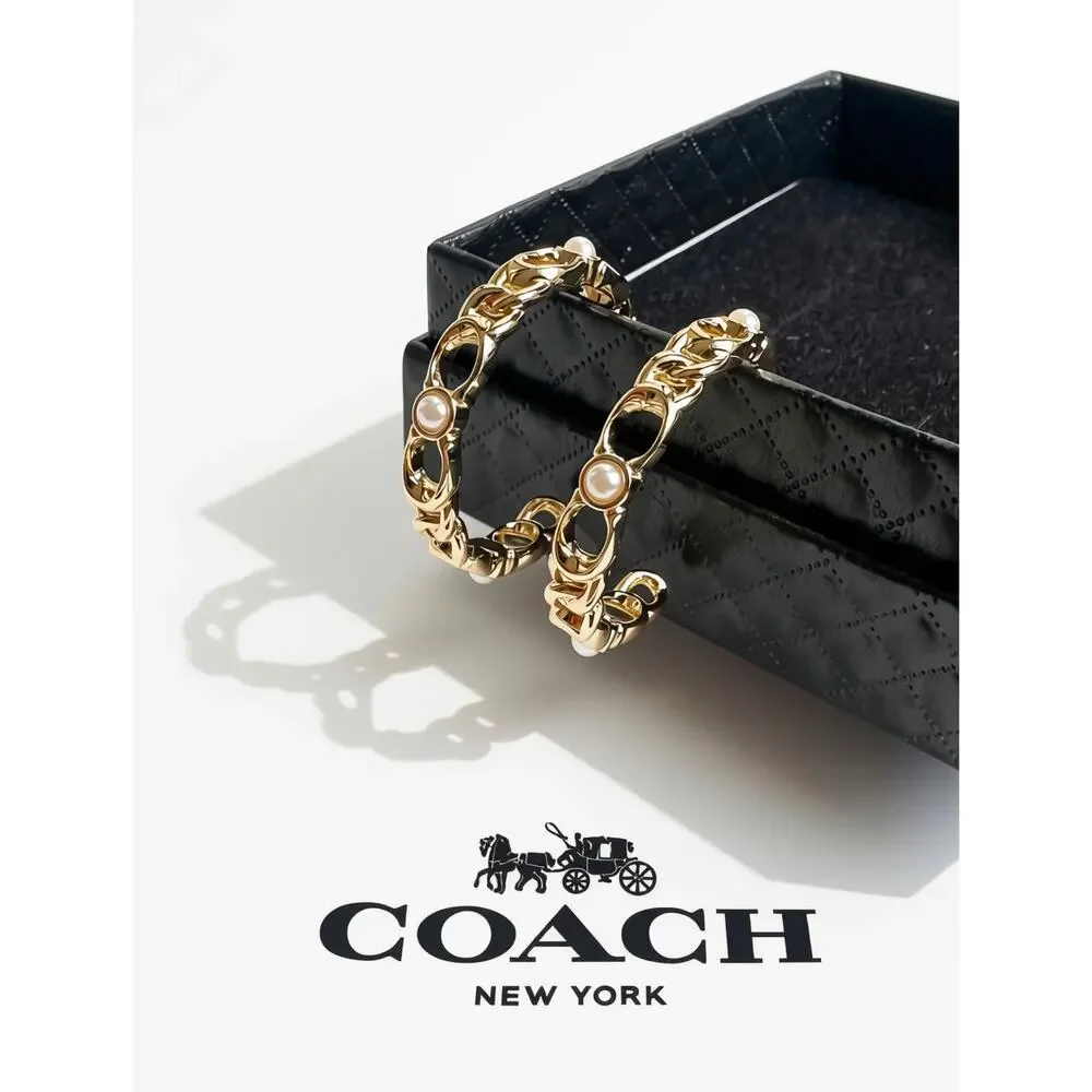 Coach Linked C Small Hoop Earrings
